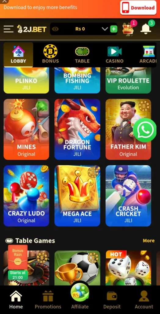 2j10bet App Dashboard image