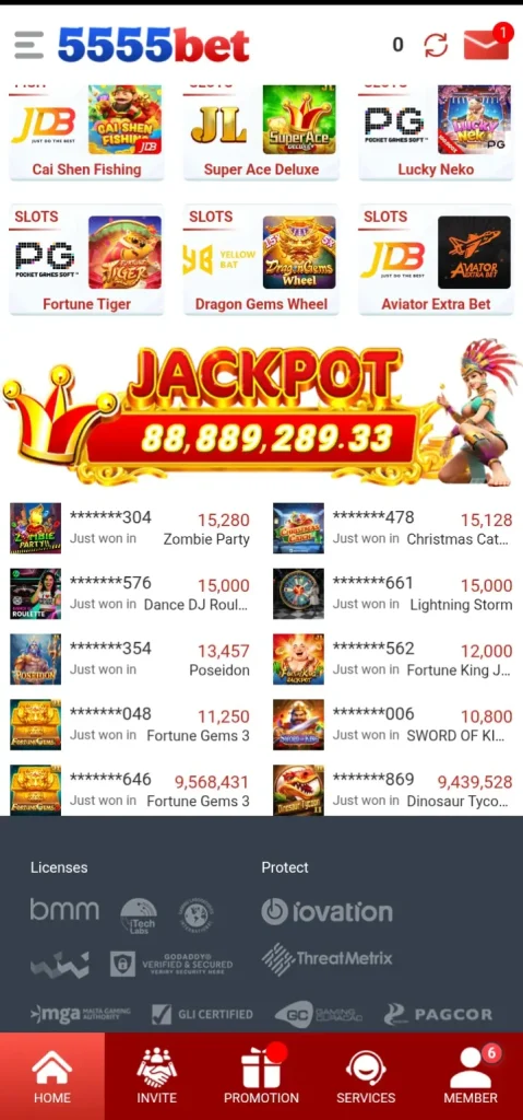 5555bet Game Dashboard Image