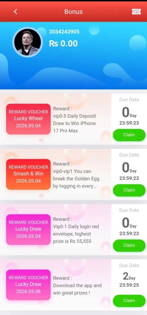 5555bet Game Dashboard Image